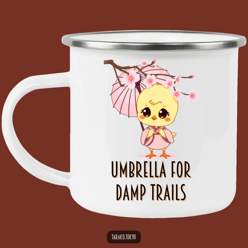 Funny Chick Kimono Umbrella Camping Mug - Adorable Outdoor Fun