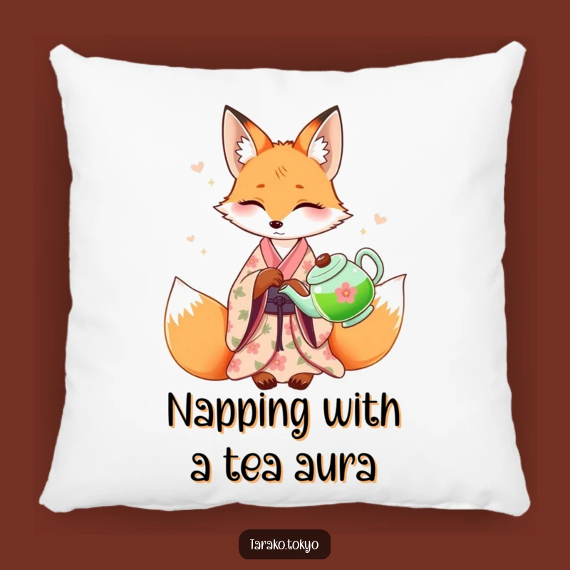 Funny Fox Kimono Tea Pillow - Comfy & Elegant Accent Piece