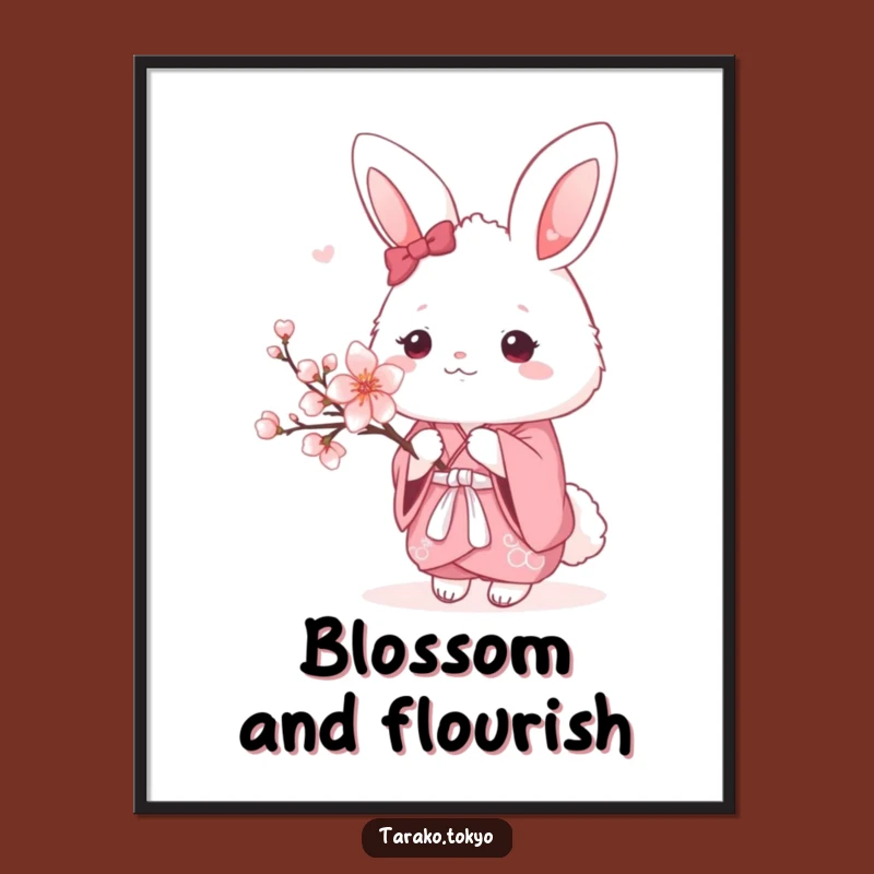 Funny Bunny Kimono Digital Art: High-resolution funny print of a cute pink kimono bunny.