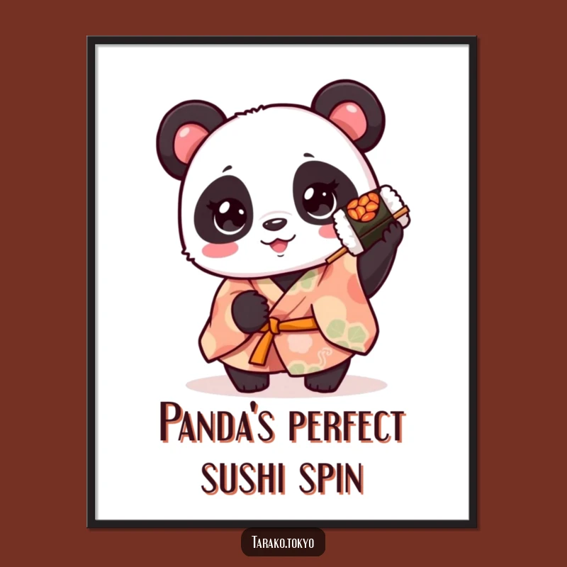 Funny Panda Kimono Sushi Digital Art - Instant Adorable Wall Decor