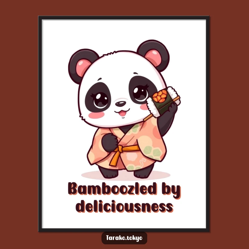 Funny Panda Kimono Sushi Poster - Adorable Wall Art for Sushi Lovers
