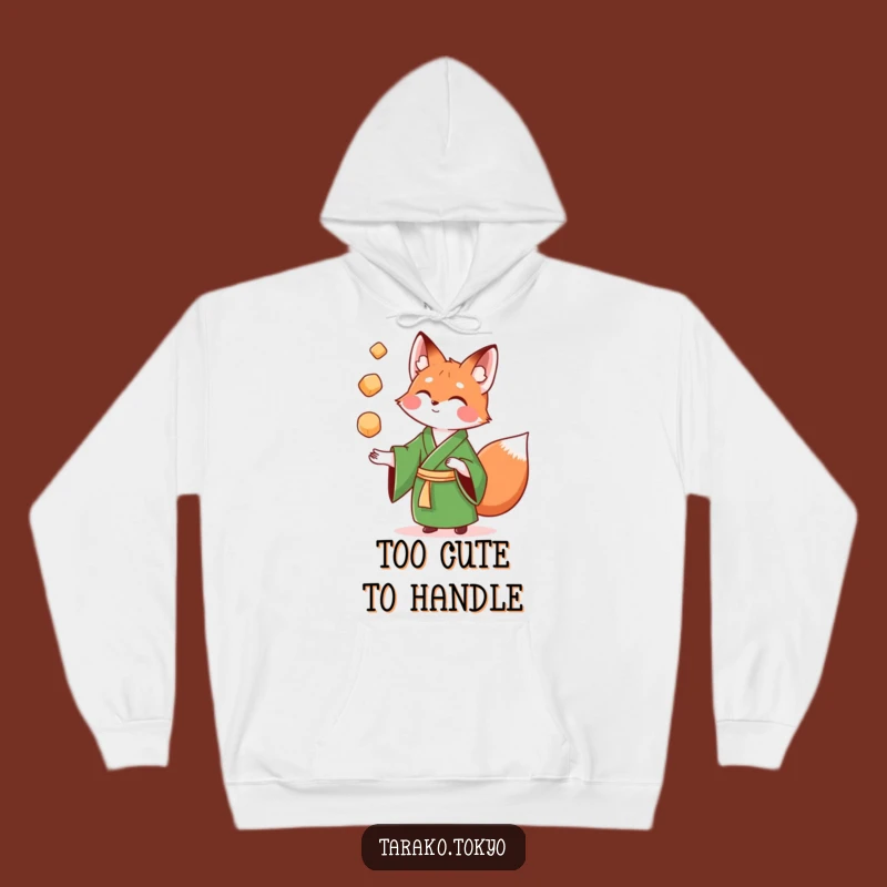 Funny Fox Kimono Hoodie: Cozy and fun green kimono fox juggling mochi, an awesome funny gift.