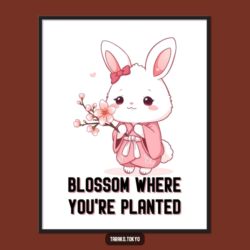 Free Printable Wall Art: Funny Bunny Kimono Blossom Adds Cute, Humorous Decor