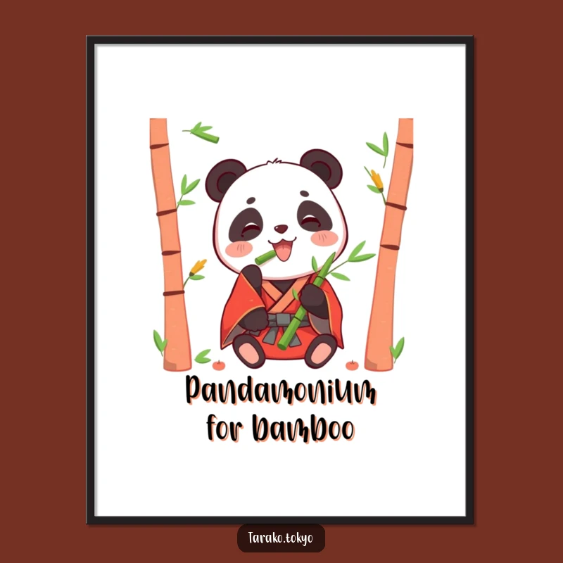 Free Printable Wall Art: Happy Panda Eating Bamboo for Cute, Downloadable Decor