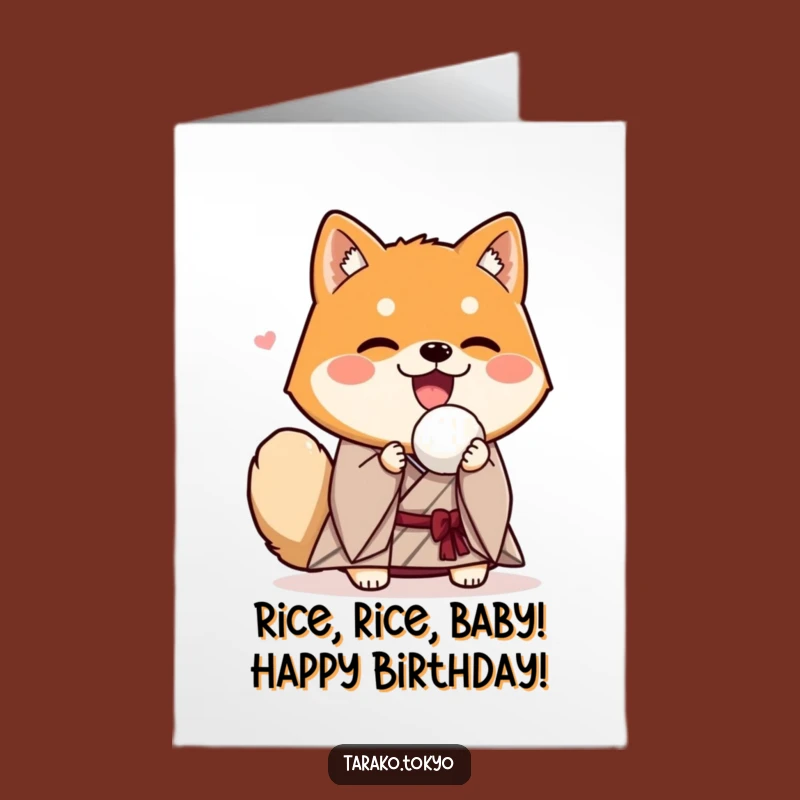 Free Printable Birthday Card: Funny Shiba Inu Kimono Rice Ball