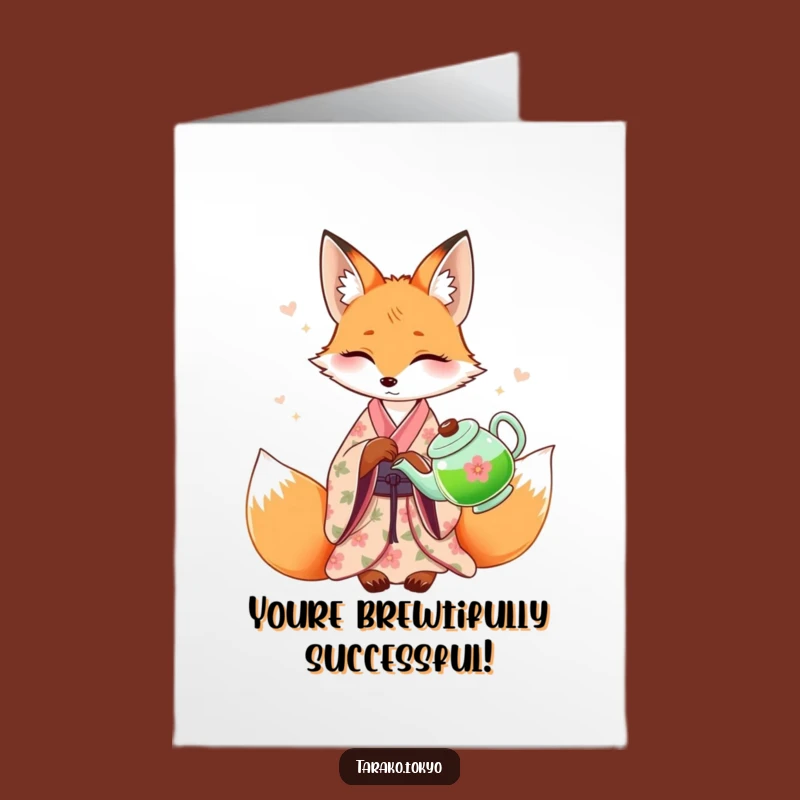 Free Printable Congrats Card Fox Tea Pour Downloadable Success