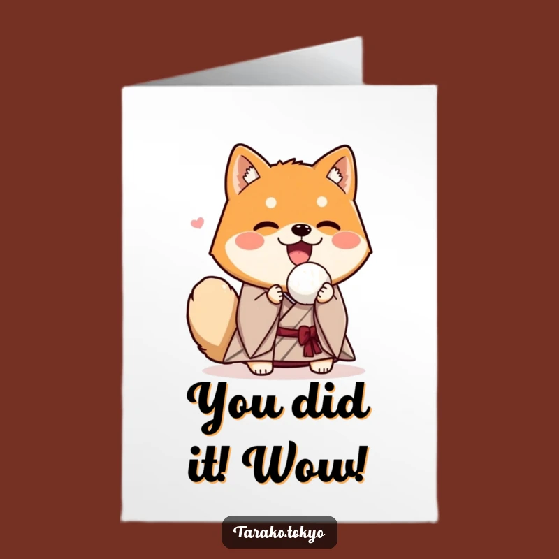 Free Printable Congrats Card: Joyful Shiba Inu Kimono Rice Ball