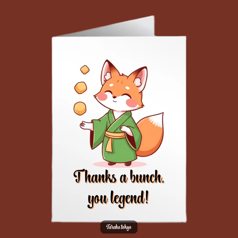 Free Printable Thank You Card: Fox Mochi Juggling Expresses Thanks with Whimsy