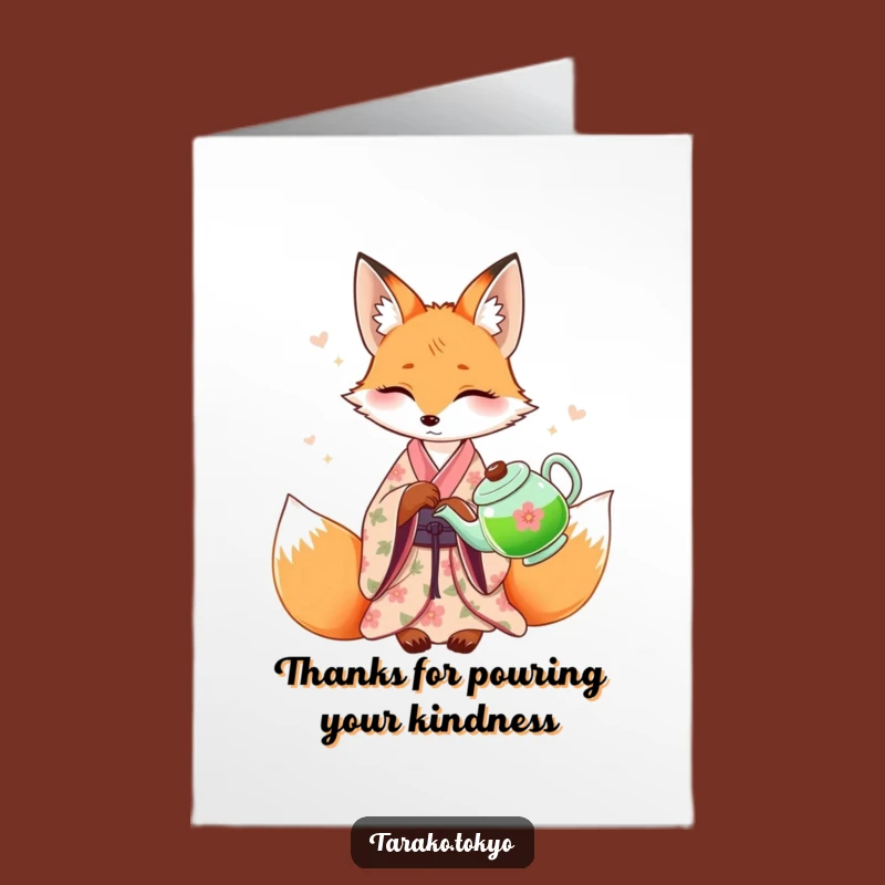 Free Printable Thank You Card Fox Tea Ceremony Downloadable Thanks